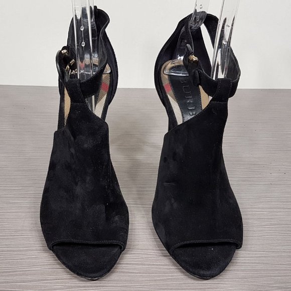 Burberry 'Luddington' Sandal Black Suede Womens Size 10 / 40 - Picture 2 of 9